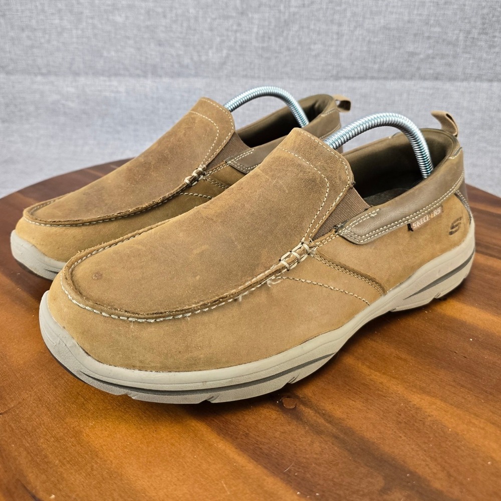 Skechers Mens Relaxed Fit Slip On Loafers 64858EWW Dark Taupe Leather Size 9 - Picture 12 of 14